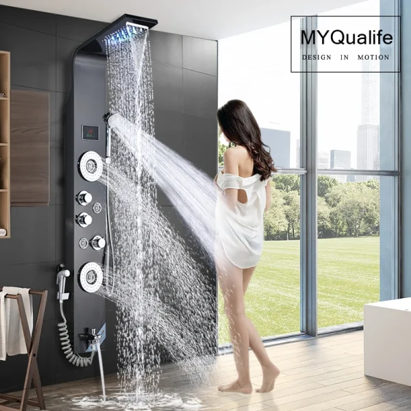 Black LED Light Shower Faucet