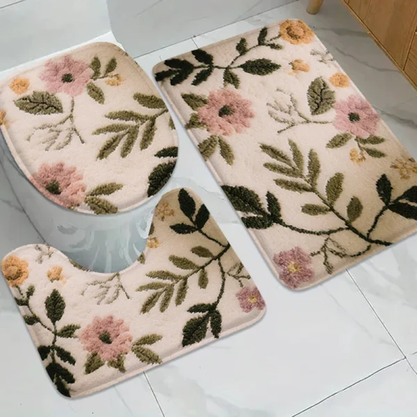 Summer Floral Anti-Slip Bathroom Absorbent Mat