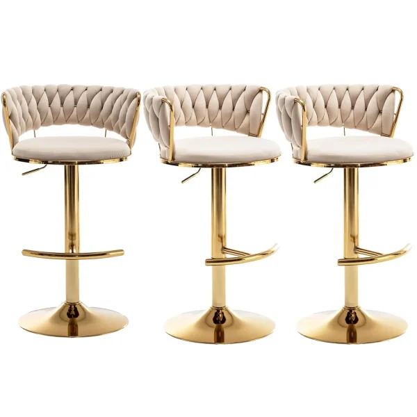 Adjustable Velvet Counter-Height Swivel Bar Stools