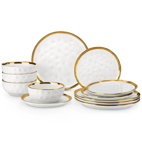 LOVECASA 12/24 Piece Ceramic Porcelain White