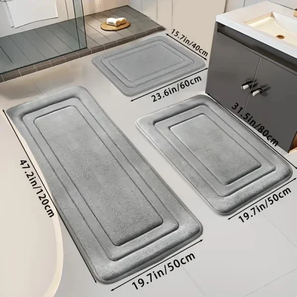 3PCS Absorbent Bath Mats Set Non-Slip
