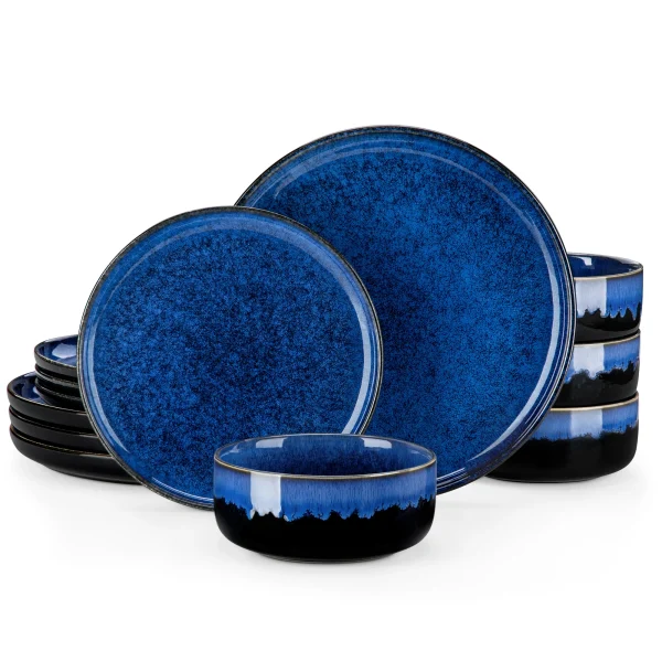 vancasso 12/24 PCS Starry Blue Reactive Glaze Stoneware