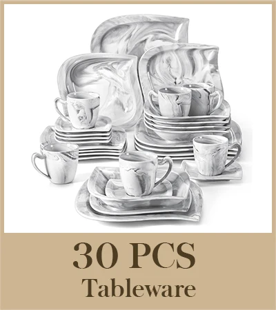 MALACASA 30/60 Piece White Porcelain Dinner Set